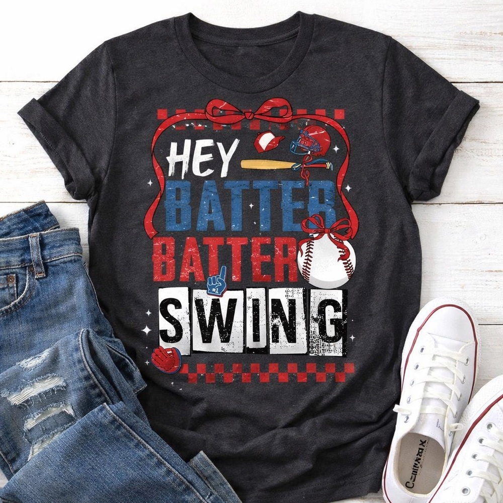 Gildan Black Short Sleeve Tee with Red, White & Blue Baseball Graphic